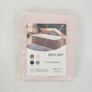 Youbisar Fuzzy Pink Bathroom Non-Slip Bath Mat Size 20" X 32"